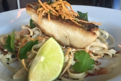 Seared-Striped-Bass-over-cold-Rice-Noodle-Salad