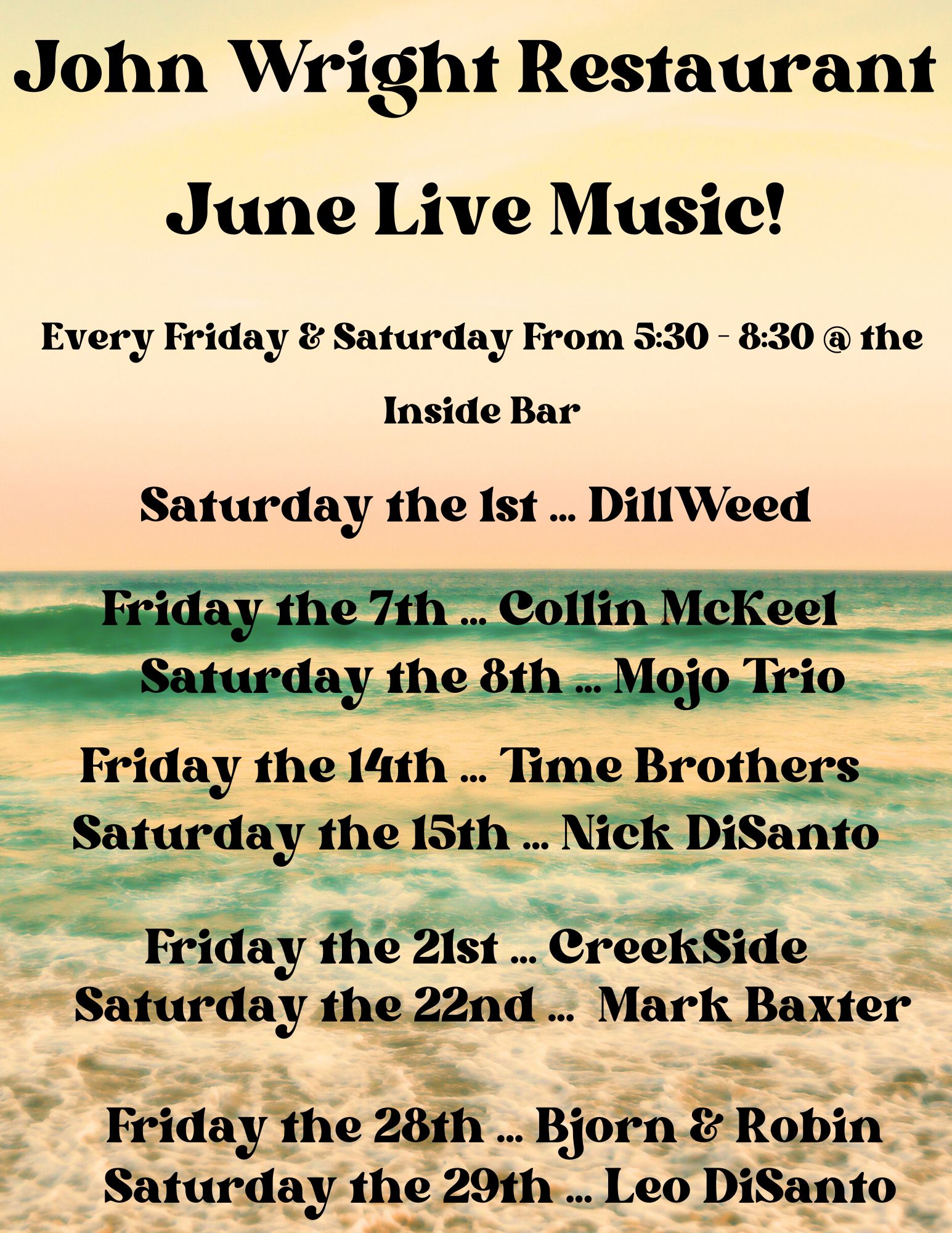 Live Music – John Wright Restaurant